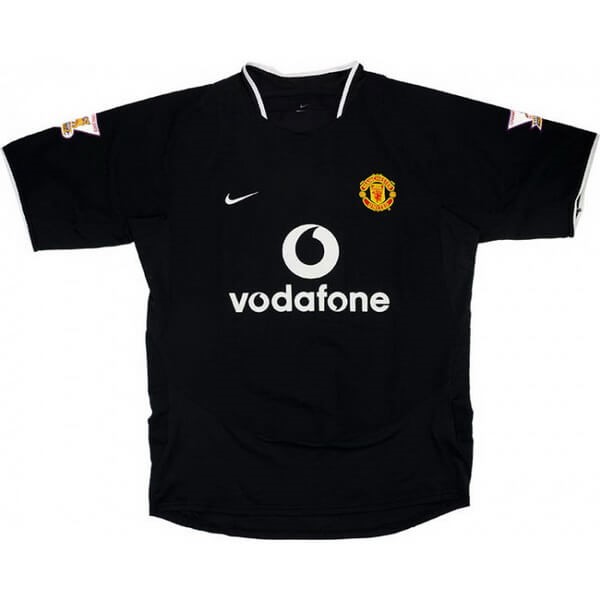 Auswärtstrikot Thailand Manchester United Retro 2003 2005 Schwarz Günstige Fußballtrikots